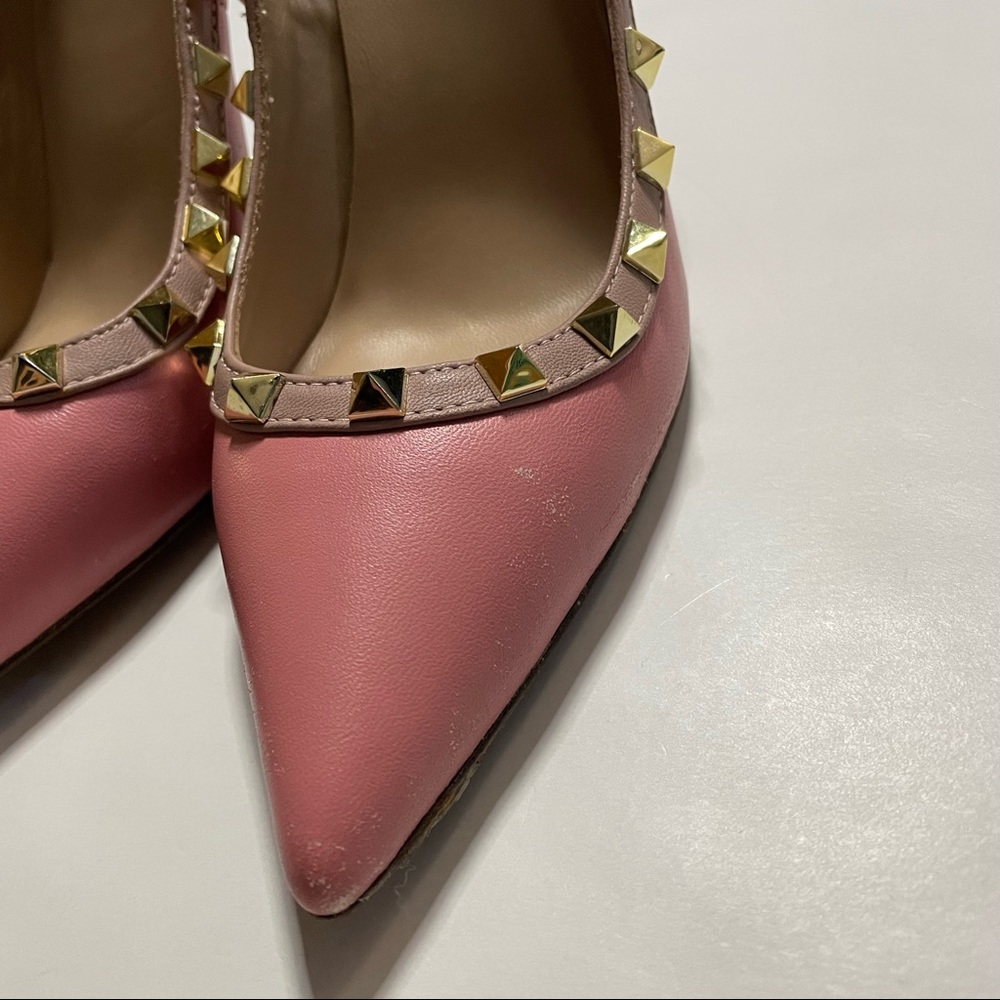 Valentino Garavani Rockstud Pink Patent Leather Pumps Heels Size 37 (US Size 7) - Picture 6 of 12